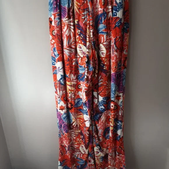 New! BOG Collective Strapless Floral Jumpsuit Romper, Cute Comfy Tropical Flowy - Picture 9 of 15